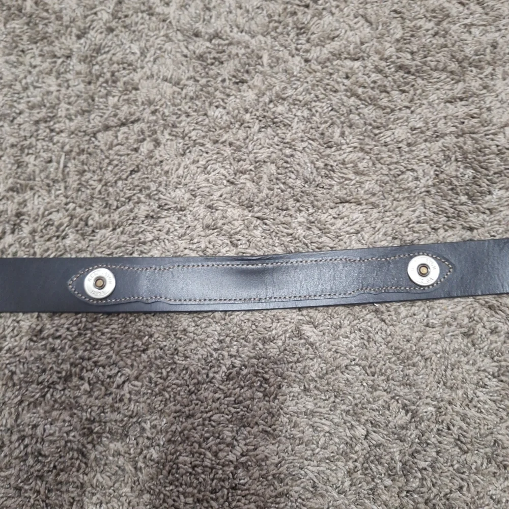 Remington Classic Black Leather Belt -Silver Buckle Bullet Accents- Size 34